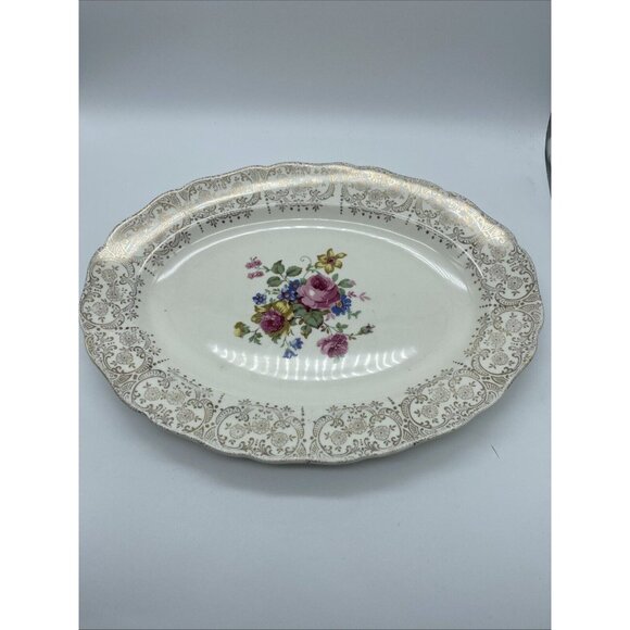 Keystone Serving Dish Platter Bowl By Canonsburg Pottery Co Vintage 8.75 x 11.5" - Picture 8 of 9